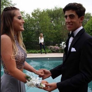 Size 2 long grey prom dress worn once.